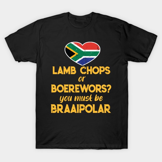 South African Lamb Chops Or Boerewors Braai T-Shirt T-Shirt by Antzyzzz